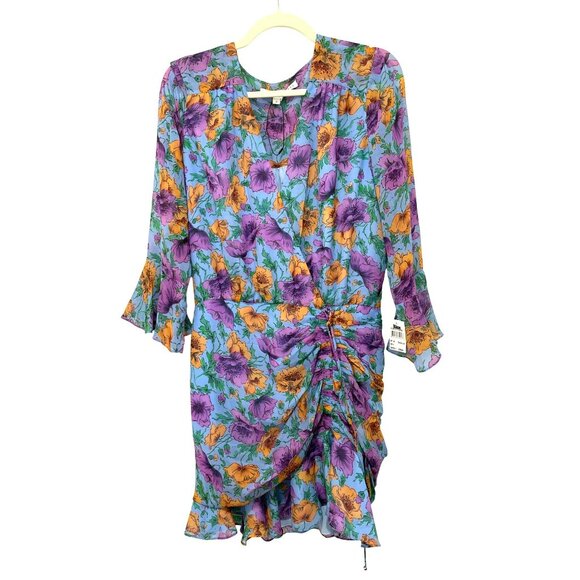 Veronica Beard $598 Silk Sean Floral Printed Ruched Mini Dress Sz 8 NEW - Picture 5 of 11